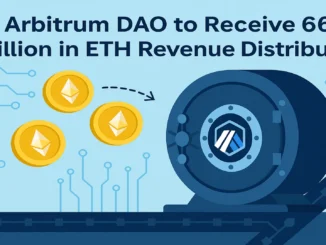 llustration of Arbitrum’s DAO vault receiving Ethereum coins from blockchain network fees