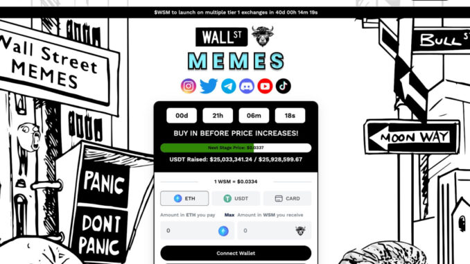 Despite Crypto Crash Wall Street Memes Coin Hits $25m as Despite Crypto Crash Wall Street Memes Coin Hits $25m as 2023’s Biggest Presale Raises $350k in 12 Hours, Staking Starts and CEX Listing Date Revealed