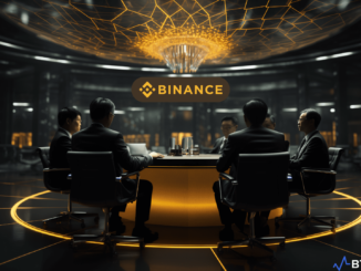 Binance executives discussing stake reduction in GOPAX against the backdrop of regulatory changes in South Korea, symbolizing the evolving dynamics of the cryptocurrency market.