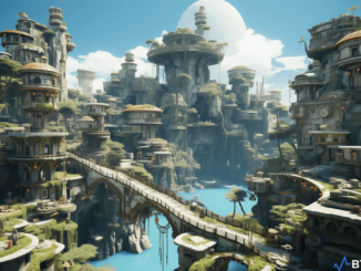 An eerie virtual landscape symbolizing the industry-wide trend of over 30% of blockchain games being abandoned. The image reflects the challenges posed by funding issues and market shifts in the dynamic world of blockchain gaming.