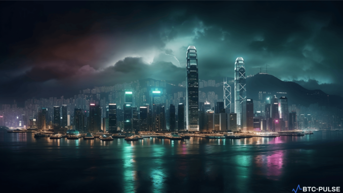 Hong Kong Set to Embrace Spot Crypto ETFs as Hedge Illustration of Hong Kong skyline with symbols of cryptocurrency, representing the city's readiness to embrace spot crypto ETFs.