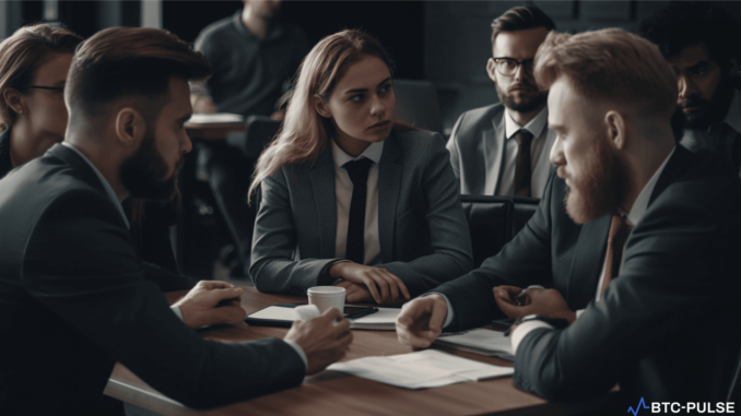 Illustration of Genesis creditors and DCG in a financial disagreement over cryptocurrency repayment methods and valuation issues.