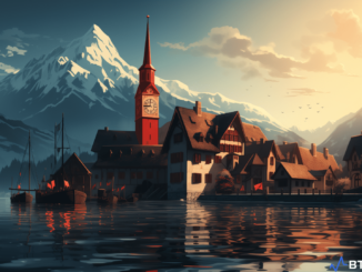 Crypto Valley's skyline representing Switzerland's blockchain hub, showcasing explosive growth, venture funding, and sector dominance.