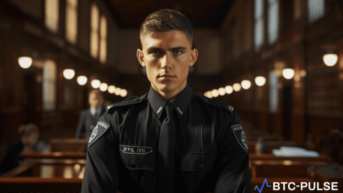 Australian Federal Police Officer Denies Stealing Bitcoin During an Investigation An Australian police officer in uniform standing in a courtroom.