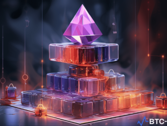 An illustration of the Ethereum Dencun upgrade, showcasing proto-danksharding technology for reducing layer-2 transaction costs.