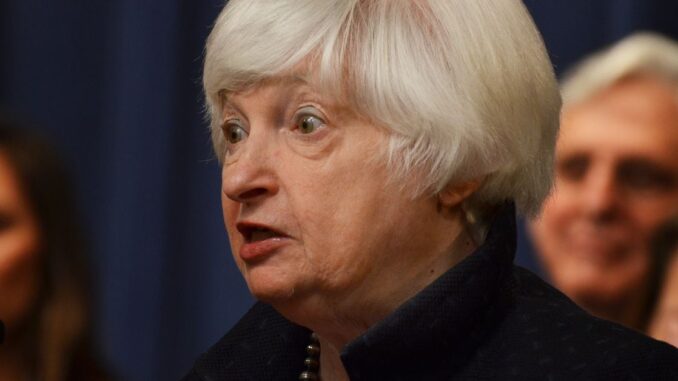 Treasury Secretary Janet Yellen Warns of Crypto Risks to U.S. Elvis impersonators (Perry Knotts/Getty Images)
