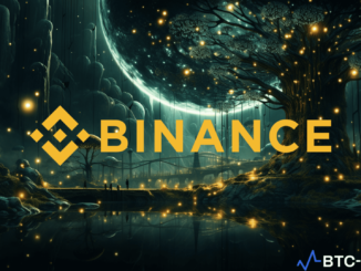 Binance logo on a digital background