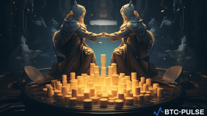 A Bold Strategy to Outdo Coinbase and FTX Concept illustration of Gemini and Genesis merger, aiming to challenge leading crypto exchanges like Coinbase and FTX.