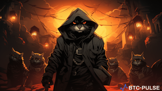 Ransomware Gang BlackCat Allegedly Exit Scams Affiliates, Disappearing with Millions Digital illustration depicting the BlackCat ransomware gang exiting with a loot of Bitcoins, symbolizing their alleged scam of affiliates after a healthcare sector attack
