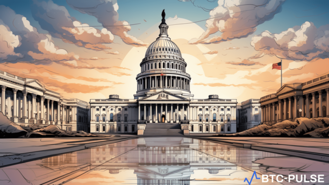 Rising Opposition from Anti-Crypto Politicians Casts Doubt on Ethereum ETF An illustration of Ethereum ETF documents with a gavel and the Capitol building in the background, symbolizing political opposition to crypto ETF approvals.