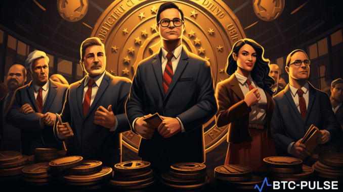Support Mounts for Coinbase as Industry Leaders Urge SEC for Illustration of various cryptocurrency industry leaders and organizations united behind Coinbase, advocating for clear SEC regulations.