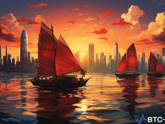 A symbolic representation of HashKey, a Hong Kong-based crypto exchange, setting sail towards global expansion against the backdrop of local regulatory challenges.