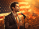 Joe Biden speaking at a campaign event, highlighting his engagement with crypto donations.