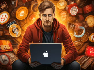 Warning sign about cryptocurrency scams on social media platforms