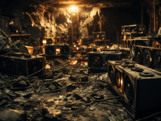 Image of Bitcoin mining equipment illustrating the decline in Bitcoin miner reserves.