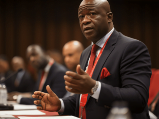 Nigeria’s EFCC Chair Olanipekun Olukoyede speaking at a conference
