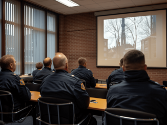 Rotterdam police officers at a press conference discussing Operation Spincaster.
