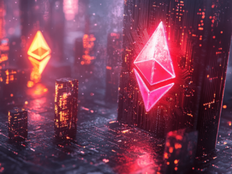Illustration of Bitcoin and Ethereum symbols representing the crypto transactions by Genesis Trading.