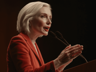 Senator Kirsten Gillibrand speaking at a Crypto For Harris town hall, discussing cryptocurrency regulations.