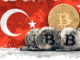 Logos of Coinbase and KuCoin with the Turkish flag in the background, symbolizing the expansion of crypto exchanges into Turkey.