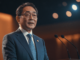 Japan's Prime Minister Fumio Kishida delivering a video address at WebX 2024, emphasizing the importance of Web3 and blockchain technology.