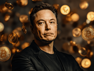 Elon Musk surrounded by Tesla and Dogecoin logos, hinting at the return of Dogecoin as a payment option.