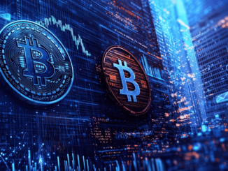 An image depicting the logos of the SEC and FTX with a background of cryptocurrency icons.