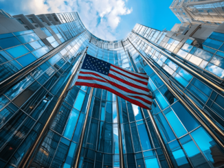 SEC building with digital dollar and stablecoin graphics