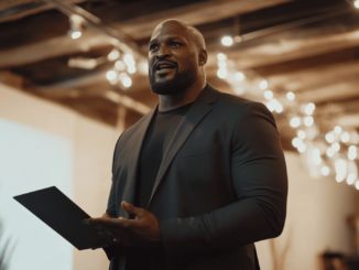 Shaquille O’Neal speaking at a public event amid NFT settlement news.