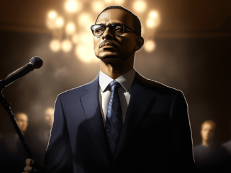 Damian Williams speaking at a press conference, addressing crypto cases and his resignation plans.