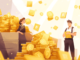 Illustration of Binance P2P Gold, Silver, and Bronze merchant tiers with benefits summary.