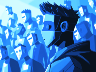 Illustration showing Telegram bots and fake influencer accounts targeting crypto users with malware.