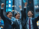 Coincheck executives celebrating the company’s Nasdaq listing, symbolizing US-Japan crypto collaboration.