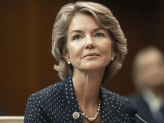 Caroline Crenshaw speaking at a confirmation hearing in Washington, D.C.