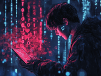 A digital illustration of cryptocurrency theft linked to North Korean hackers, highlighting global sanctions and cybercrime.