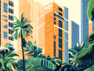 Binance headquarters with Brazilian flag, symbolizing the acquisition of Sim;paul broker-dealer.