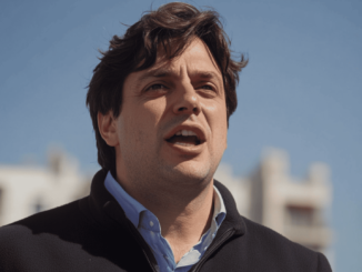 Argentine President Javier Milei speaking at a public event amid LIBRA crypto controversy