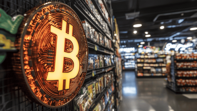 GameStop logo with Bitcoin symbol representing the company’s first BTC investment GameStop logo with Bitcoin symbol representing the company’s first BTC investment