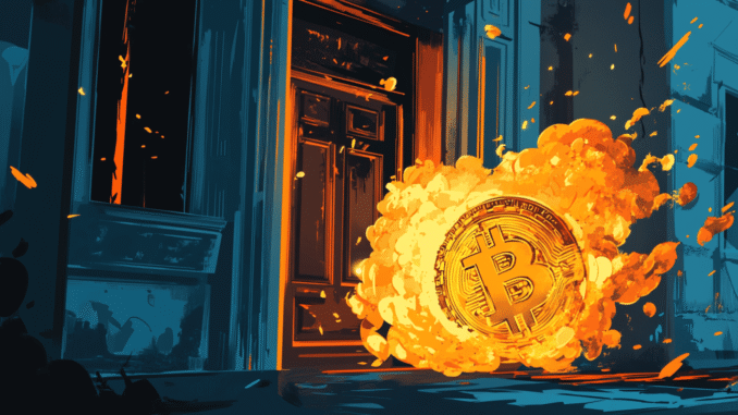 Illustration showing Bitcoin being withdrawn from Coinbase exchange Illustration showing Bitcoin being withdrawn from Coinbase exchange