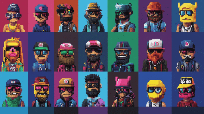 A grid of CryptoPunks NFT pixel characters symbolizing digital art and NFT culture A grid of CryptoPunks NFT pixel characters symbolizing digital art and NFT culture