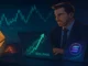 Digital illustration showing a professional crypto trader managing Ethereum and Solana positions with financial charts in the background