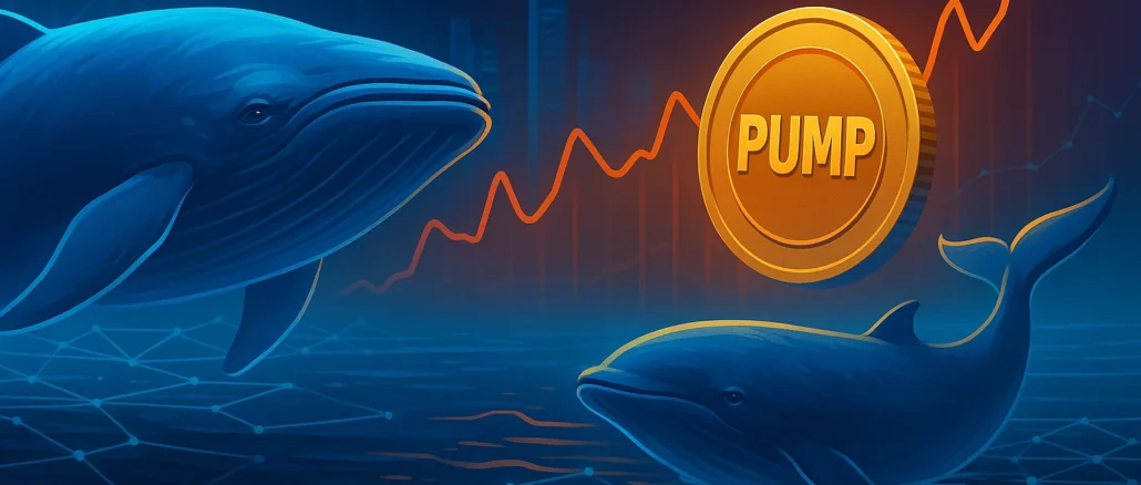 Trading dashboard showing a $4.1 million leveraged long position in the $PUMP token, with profit and loss metrics and on-chain data visualization.