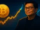 Digital illustration showing Robert Kiyosaki with a glowing Bitcoin chart symbolizing rapid market growth