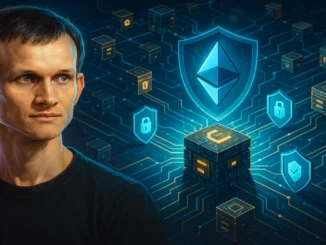 Futuristic digital illustration of blockchain validators and Ethereum nodes with security shields, symbolizing network protection and off-chain vulnerabilities.