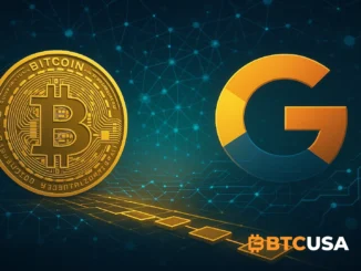 Cinematic illustration of a growing digital network connecting Bitcoin and web-era technology, symbolizing accelerating adoption.