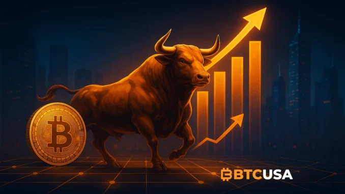 Digital visualization of blockchain network and rising crypto charts symbolizing on-chain recovery and market turnaround