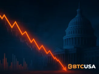 Futuristic illustration of a bearish stock market graph with U.S. Capitol backdrop symbolizing government shutdown effects