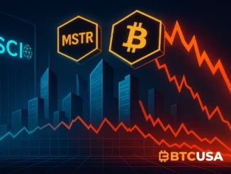 Futuristic illustration of market collapse driven by index reclassification fears and institutional selling