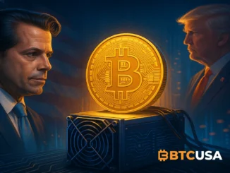 Illustration symbolizing large-scale investment into the Trump family’s Bitcoin mining operations