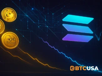Cinematic illustration of Solana network flows shifting from meme coins to broader liquidity.